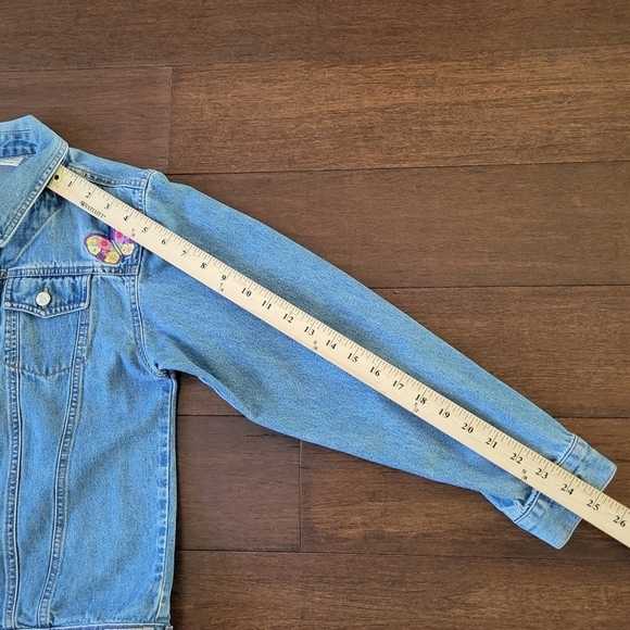Ponytails Girls Button-Up Denim Jacket Butterfly Rainbow Embroidered Size 14/16 - Picture 9 of 9
